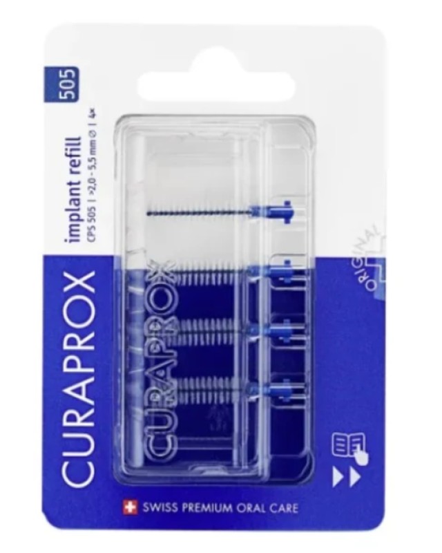 Curaprox CPS 505 Implant Refill Ανταλλακτικά Μεσοδόντια Βουρτσάκια Μπλε 4τμχ