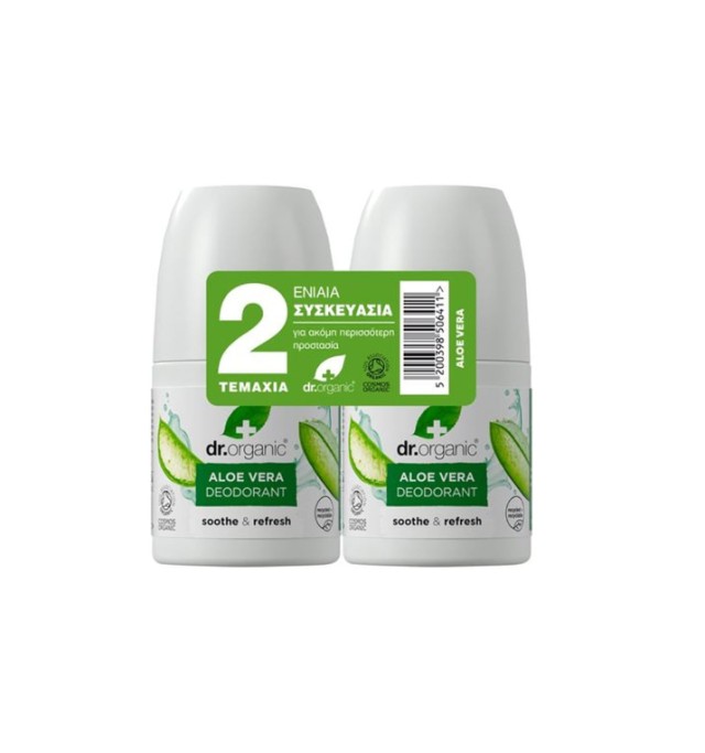 Dr. Organic Set Aloe Vera Deodorant Roll-On Double Pack  2x50ml