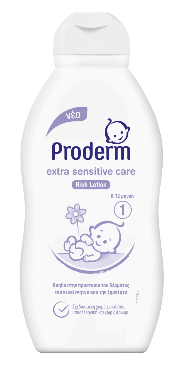 Proderm Extra Sensitive Care Rich Lotion 0-12 μηνών No1 Ενυδατική Λοσιόν 200ml
