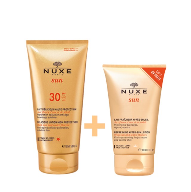 Nuxe Sun Delicious Lotion High Protection SPF30 Αντιηλιακό Γαλάκτωμα για Πρόσωπο & Σώμα 150ml + Δώρο Nuxe Sun After Sun Lotion Πρόσωπο-Σώμα 100ml