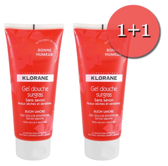 Klorane Gel De Douche Bonne Humeur (Καλή διάθεση) 200ml 1+1