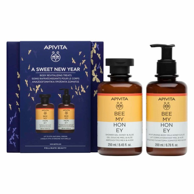 Apivita Set A Sweet New Year Bee My Honey Shower Gel Honey & Aloe Αφρόλουτρο 250ml + Moisturizing Body Milk Honey & Aloe Ενυδατικό Γαλάκτωμα Σώματος με Μέλι και Αλόη 200ml