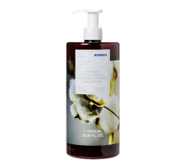 Korres Renewing Body Cleanser Aναζωογονητικό Αφρόλουτρο με Άρωμα Αγνού Βαμβακιού 1000ml