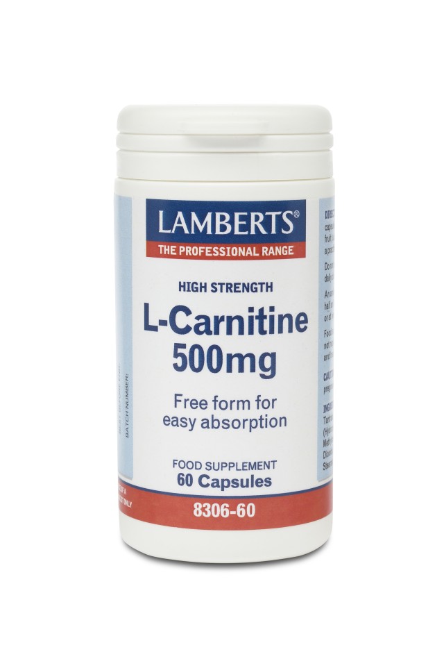 LAMBERTS L-CARNITINE 500MG NEW HIGHER STRENGTH 60CAPS
