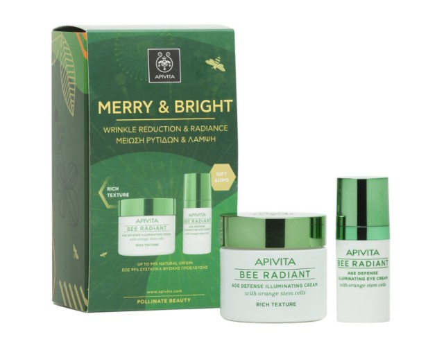 Apivita Set Merry & Bright Bee Radiant Πλούσιας Υφής 50ml + Δώρο Bee Radiant Κρέμα Ματιών 15ml