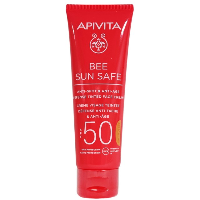 Apivita Bee Sun Safe Anti-Spot & Anti-Age Defence Tinted Face Cream SPF50 με Θαλάσσια Φύκη και Πρόπολη Gold 50ml