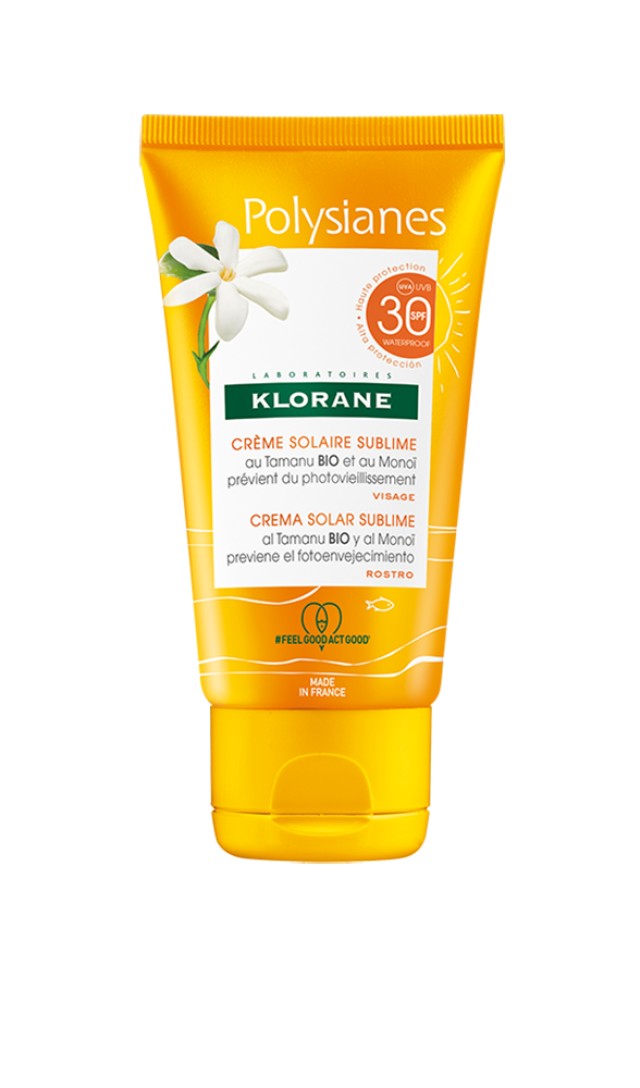 Klorane Αντηλιακή κρέμα SPF 30 Polysianes με Τamanu και Monoi 50ml