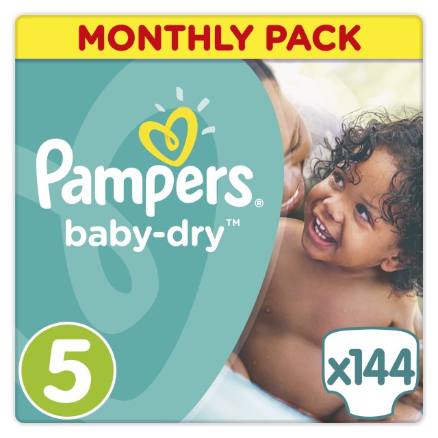 PAMPERS Baby Dry Monthly Pack Junior 144τεμ Νο 5 (11-25kg)