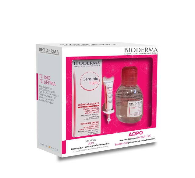 Bioderma Set Sensibio Light Cream 40ml & Δώρο Sensibio H2O Solution Micellaire 100ml & Sensibio Eye Gel Contour Des Yeux 2ml