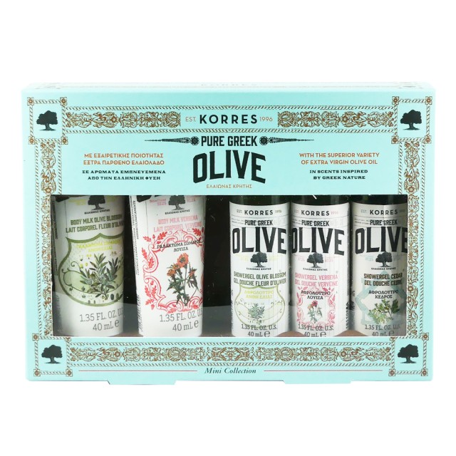 Korres Set Olive Blosom Body Milk 40ml + Verbena Body Milk 40ml +  Olive Blosom ShowerGel 40ml + Verbena ShowerGel 40ml + Cedar ShowerGel 40ml