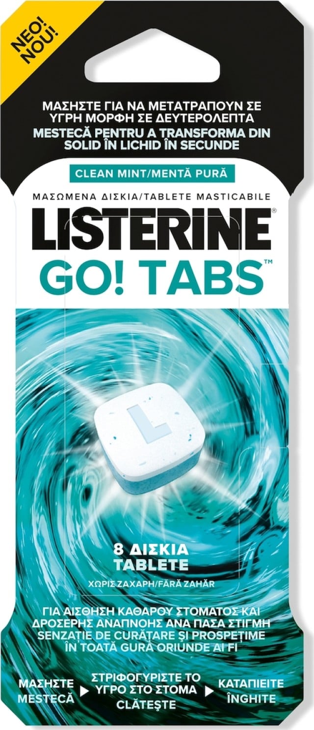 Listerine Go Tabs Για Δροσερή και Καθαρή Αναπνοή 8tbs