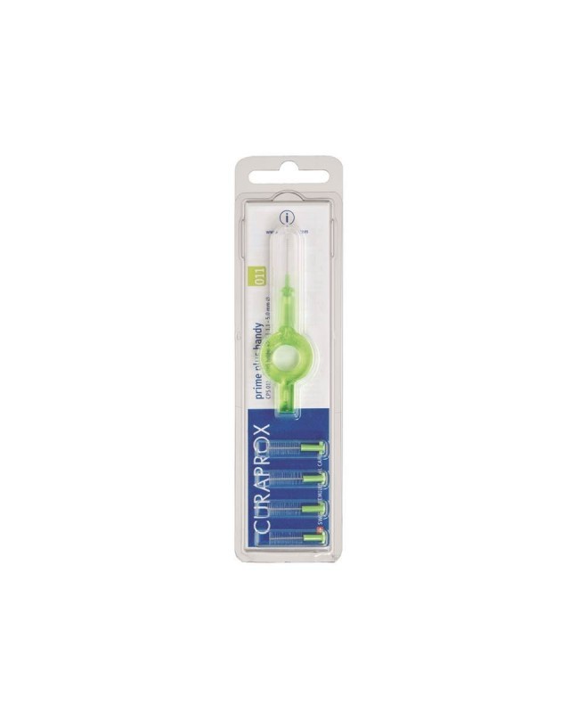 CURAPROX CPS 011 PRIME PLUS HANDY  ΠΡΑΣΙΝΟ 5 μεσοδόντια βουρτσάκια CPS 011 prime + 1 λαβή UHS 409