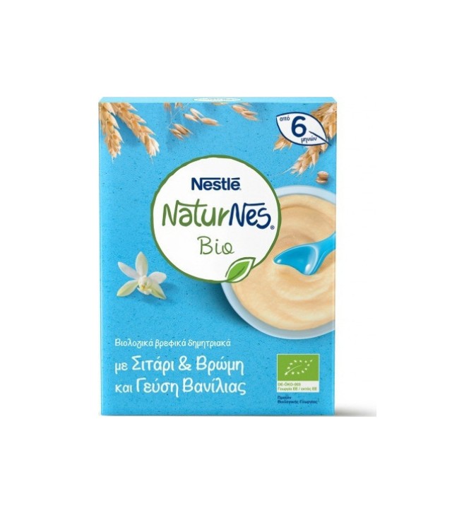 Nestle Naturnes Bio Βιολογικά Βρεφικά Δημητριακά με Σιτάρι & Βρώμη και Γεύση Βανίλιας από 6 Μηνών 200gr
