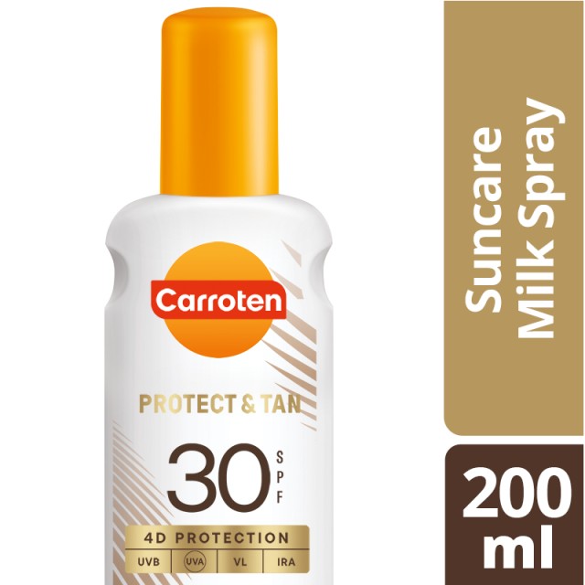 Carroten Protect & Tan Αντηλιακό Γαλάκτωμα Spray SPF30 200ml