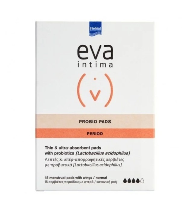 Intermed Eva Intima Probiotic Pads Σερβιέτες Περιόδου με Φτερά 18τμχ