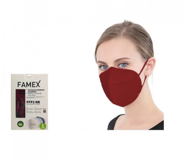 Famex Mask Μάσκες Υψηλής Προστασίας Μπορντό FFP2 NR 10τμχ