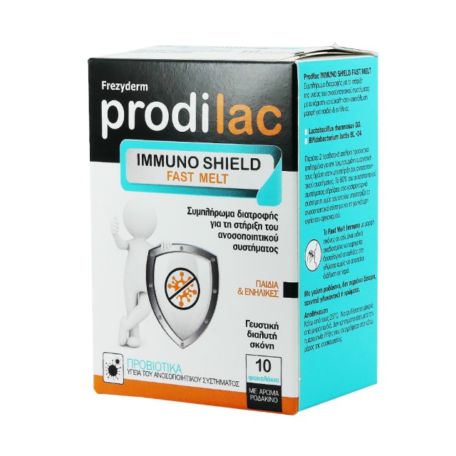 Frezyderm Prodilac Immuno Shield Fast Melt Συμπλήρωμα Διατροφής με Άρωμα Ροδάκινο 10 Φακελάκια.