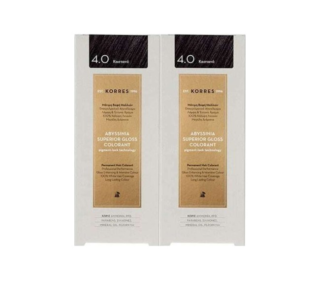 Korres Set Abyssinia Superior Gloss Colorant 4.0 Καστανό 50ml 1+1