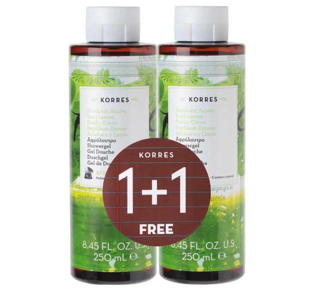 Korres Aφρόλουτρο Βασιλικός-Λεμόνι 250ml 1+1 Δώρο