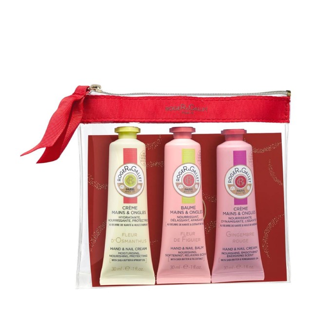 Roger & Gallet Xmas Set Hand Cream Trio Fleur De Figuier Baume Mains & Onles 30ml & Gingembre Rouge Baume Mains & Onles 30ml & Fleur D'Osmanthus Baume Mains & Onles 30ml