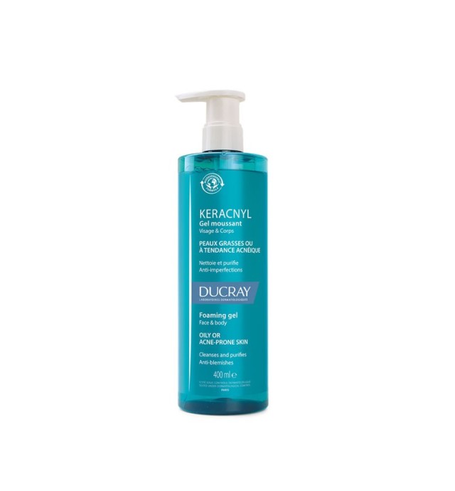 Ducray Keracnyl Foaming Gel Face & Body Biodegradable Formula 400ml