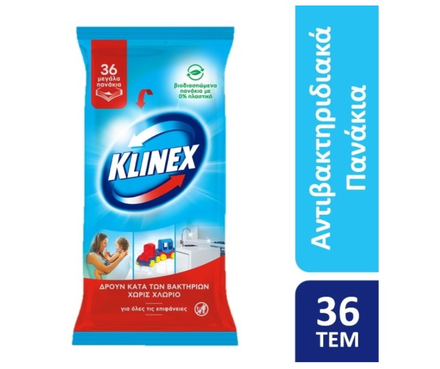 Klinex Απολυμαντικά Υγρά Πανάκια για Όλες τις Επιφάνειες 36τμχ