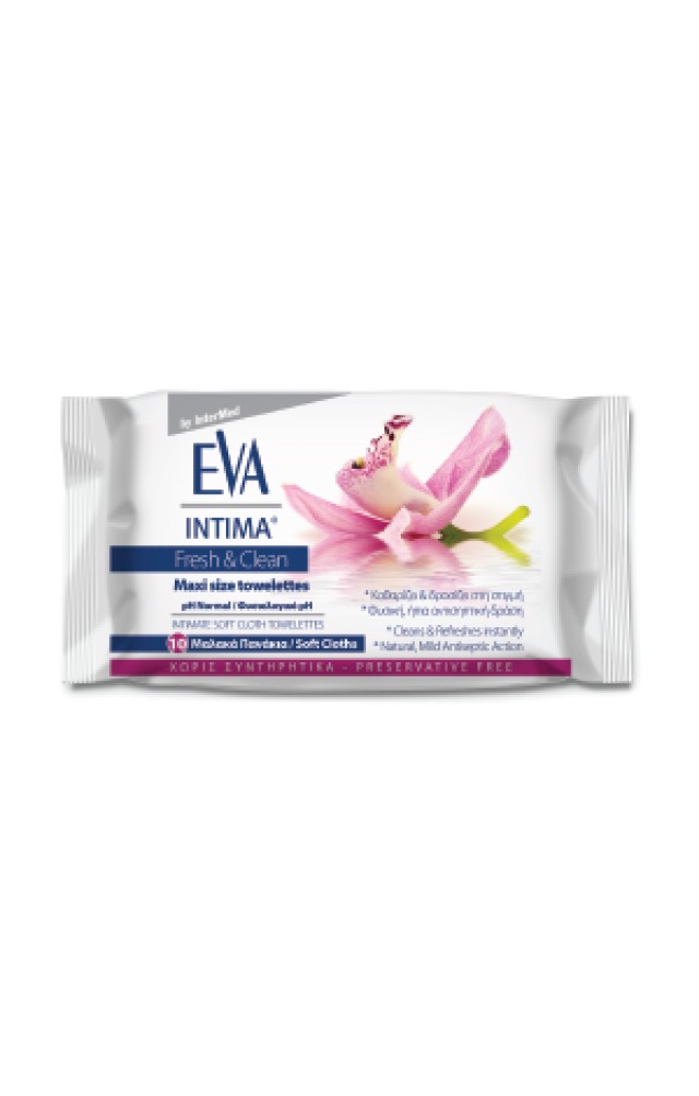 INTERMED Eva Intima Fresh & Pocket Size Towelettes 10Τεμάχια