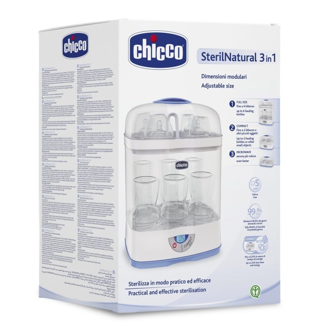 Chicco Steril Natural 3 in 1 Ψηφιακός Αποστειρωτής Ατμού 1τμχ