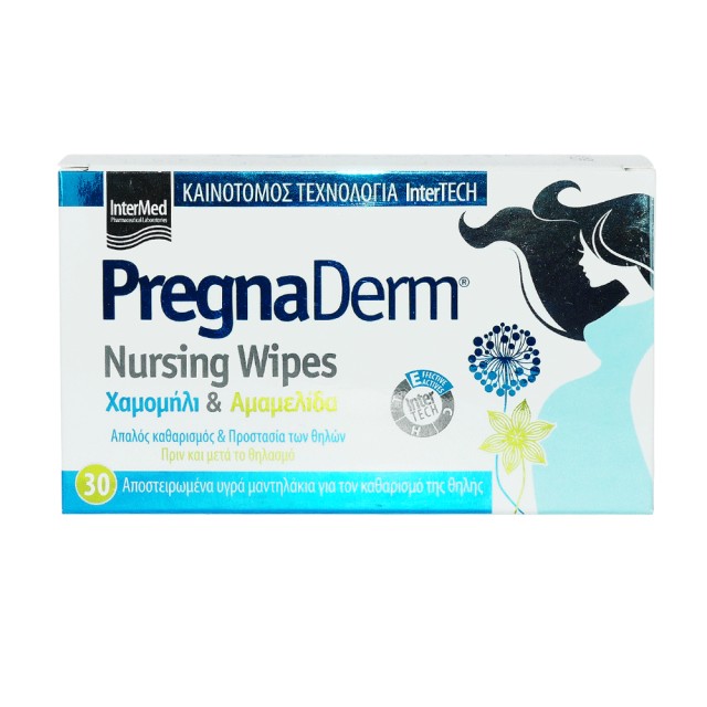 Intermed Pregnaderm Nursing Wipes Αποστειρωμένα Μαντηλάκια για τον Καθαρισμό της Θηλής 30τμχ