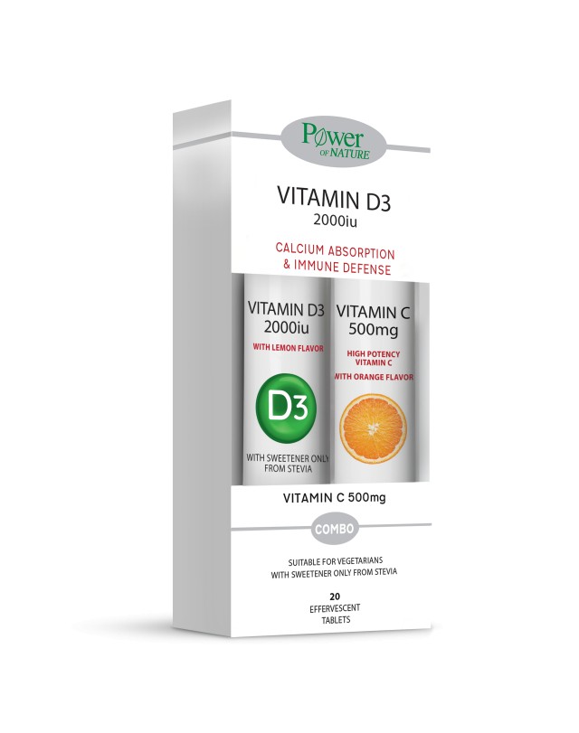 Power Health Vitamin D3 2000iu 20eff.tabs & Δώρο Vitamin C 500mg 20eff.tabs