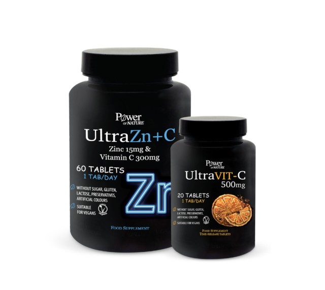 Power Health Set Ultra Zn+C 60tabs + Δώρο Ultra Vit-C 500mg 20tabs