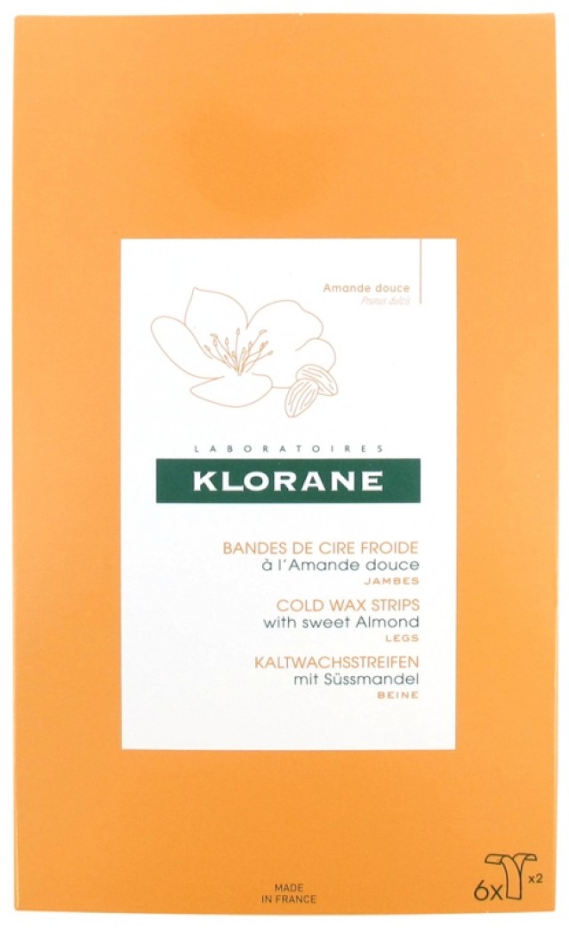 Klorane Cold Wax Strips Sweet Almond 6 Διπλές Ταινίες