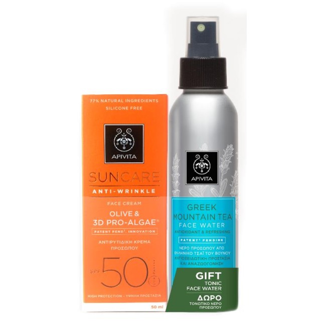 Apivita Suncare Promo Anti-Wrinkle Face Cream Ελαφριάς Υφής SPF50 50ml + Δώρο Greek Mountain Tea Τονωτικό Νερό Προσώπου 100ml