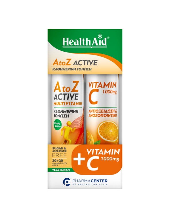 Health Aid Set A to Z Active Multivitamins 20tabs + Vitamin C 1000mg με Γεύση Πορτοκάλι 20tabs
