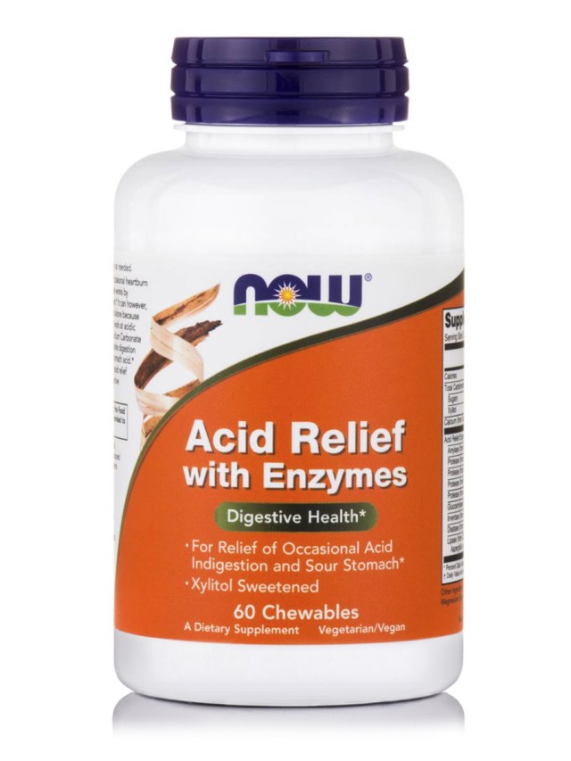 Now Foods Acid Relief with Enzymes (Call Carb, Xylitol Sweetened) 60Chewables