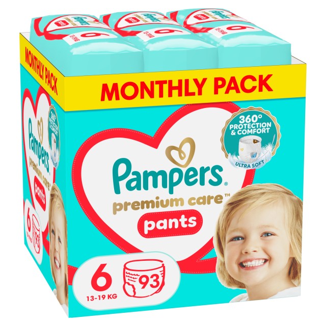 Pampers Premium Care Pants Μέγεθος 6 (13-19Kg) 93 Πάνες-Βρακάκι