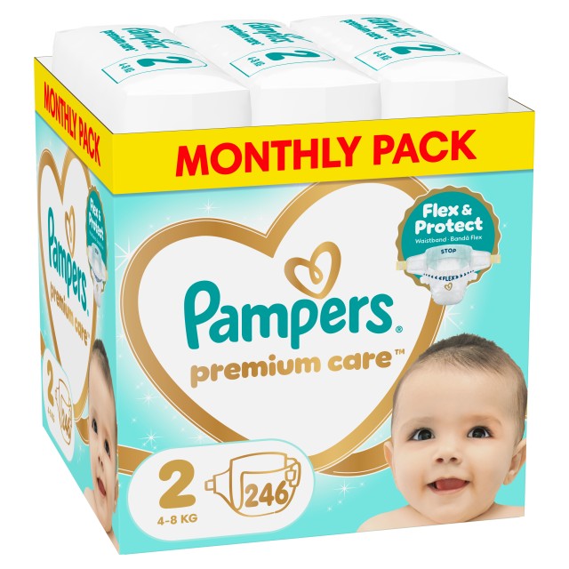Pampers Premium Care Πάνες Μέγεθος 2 Monthly Pack (4-8kg) 246 Πάνες
