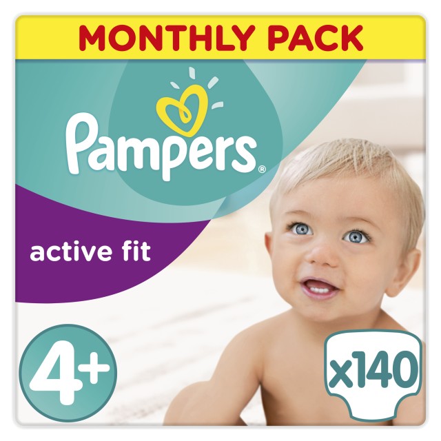 PAMPERS Active Fit Monthly Pack Maxi Plus 140 τεμ Νο 4+ (9-20kg)