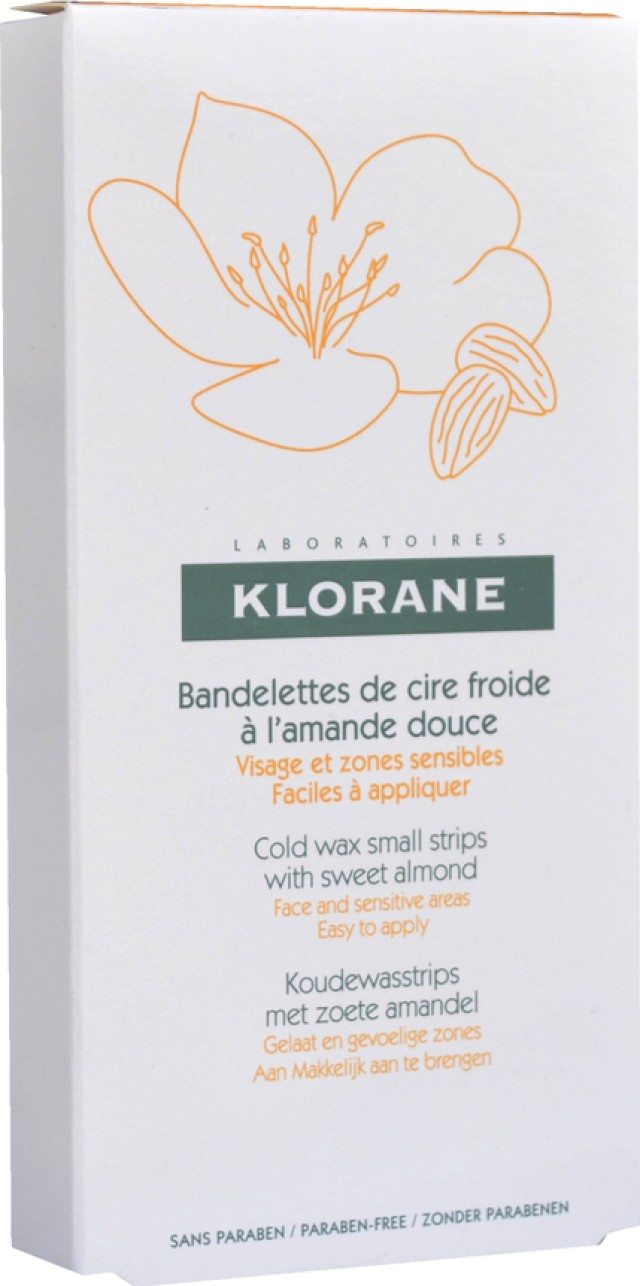 Klorane Cold Wax Small Strips with Sweet Almond, 6 διπλές ταινίες