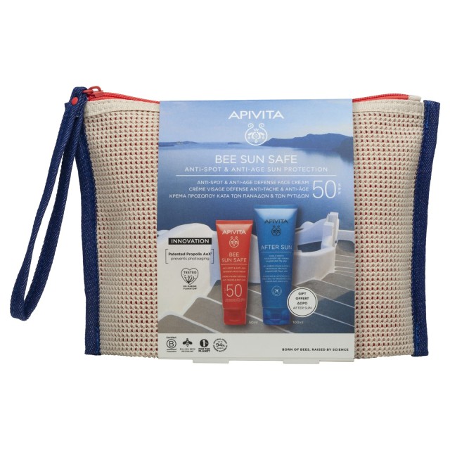 Apivita Set Bee Sun Safe Anti-Spot & Anti-Age Sun Protection Κρέμα Προσώπου Κατά των Πανάδων & των Ρυτίδων SPF50 50ml & Δώρο After Sun Δροσιστική & Καταπραϋντική Κρέμα-Gel για Πρόσωπο & Σώμα 100ml & Δώρο Νεσεσέρ