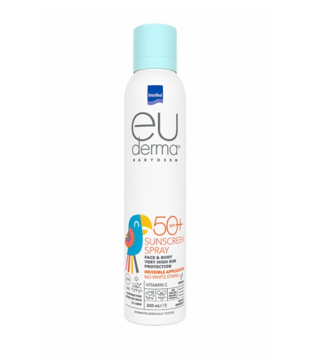 Intermed Euderma Babyderm Sunscreen Spray Very High Sun Protection for Face & Body SPF50 200ml