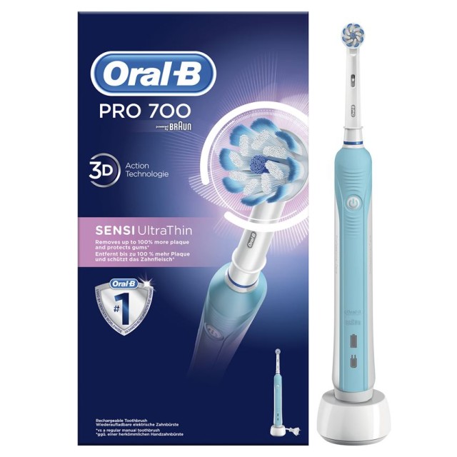 Oral-B PRO 700 Sensi Ultra Thin Επαναφορτιζόμενη Ηλεκτρική Οδοντόβουρτσα 1τμχ