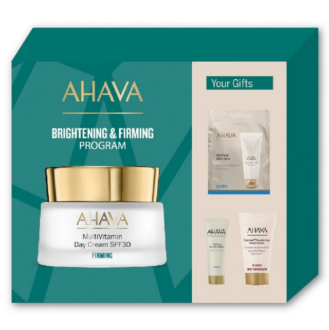 Ahava Set Multivitamin Περιποίησης με MultiVitamin Day Cream SPF30 Κρέμα Ημέρας 50ml & Refining Mud Exfoliator για Απολέπιση Προσώπου 15ml & Purifying Mud Mask 8ml & Dermud Hand Cream 40ml