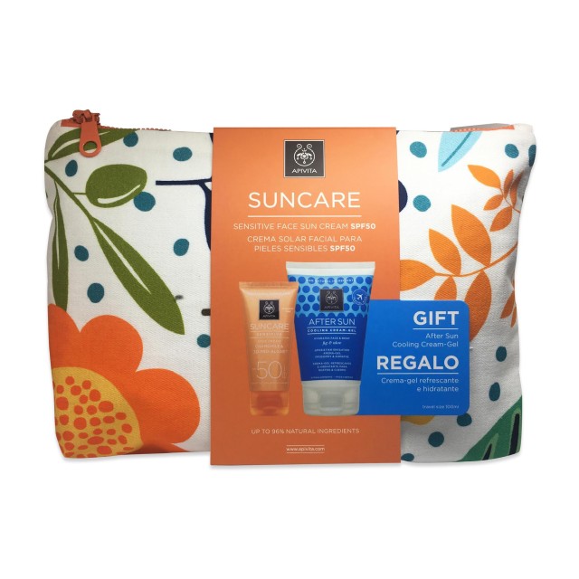 Apivita Set Suncare Sensitive Face Cream SPF50 50ml + Δώρο After Sun Cooling Cream-Gel με Σύκο & Αλόη 100ml