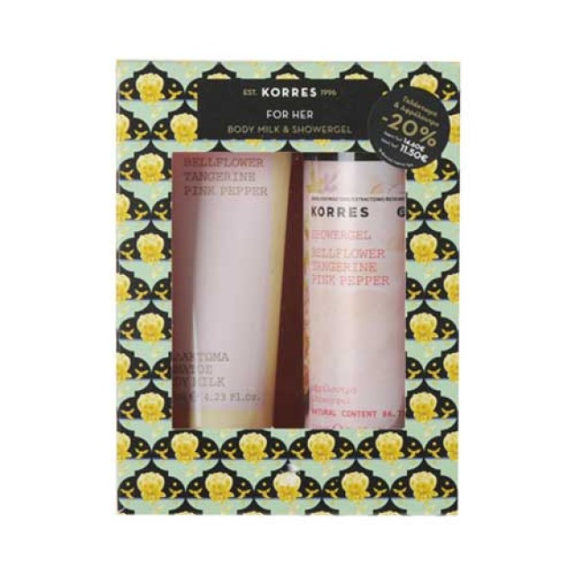Korres ΣΕΤ Body Milk Bellflower - Tangerine - Pink Pepper 125ml +ΔΩΡΟ Showergel 250ml
