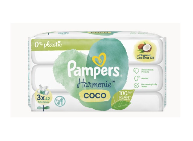 Pampers Harmonie Coconut Cleansing Wipes 3 Χ 42 τμχ