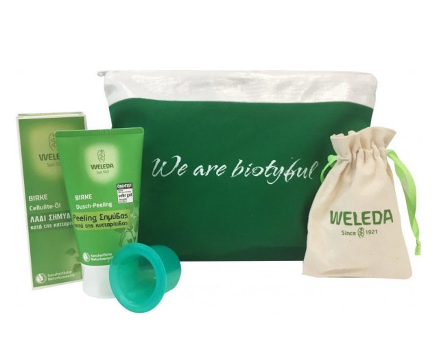 Weleda Set Λάδι Σημύδας 100ml +  Peeling Σημύδας 100ml + Δώρο Ειδικό Κύπελλο για Μασάζ + Νεσεσέρ 1τμχ