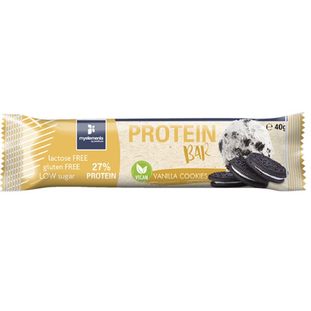 My Elements Vegan Protein Bar Vanilla Cookies Μπάρα Πρωτεΐνης Χωρίς Λακτόζη και Γλουτένη 40gr