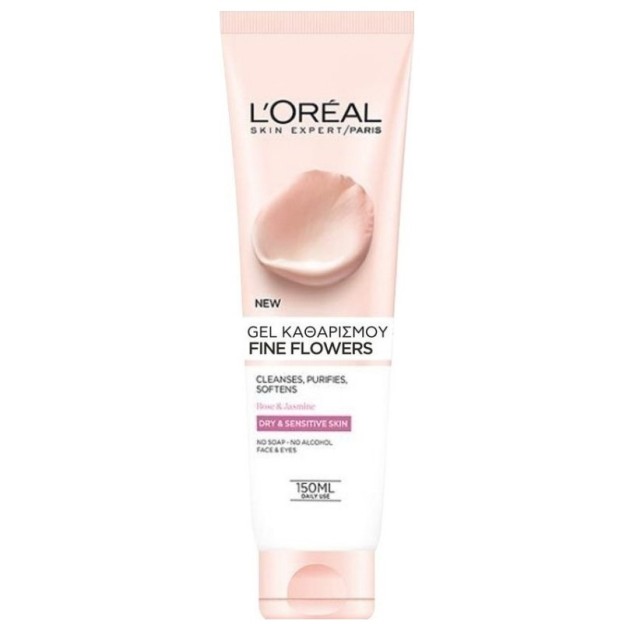 L'Oreal Paris Fine Flowers Gel Καθαρισμού για Ξηρή - Ευαίσθητη Επιδερμίδα 150ml