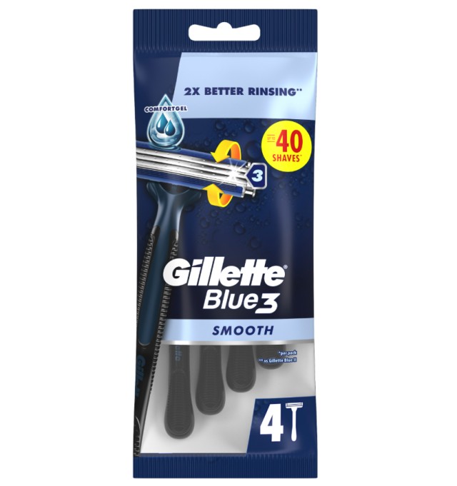 Gillette Blue3 Smooth Ανδρικά Ξυραφάκια μίας Χρήσης 4τμχ